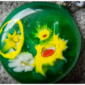 Fused Dichroic Glass Pendants by Magpie Moments