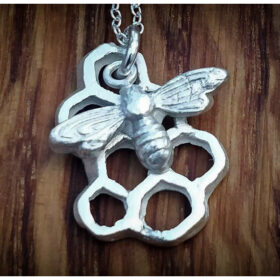 Small Silver Bee & Honeycombe